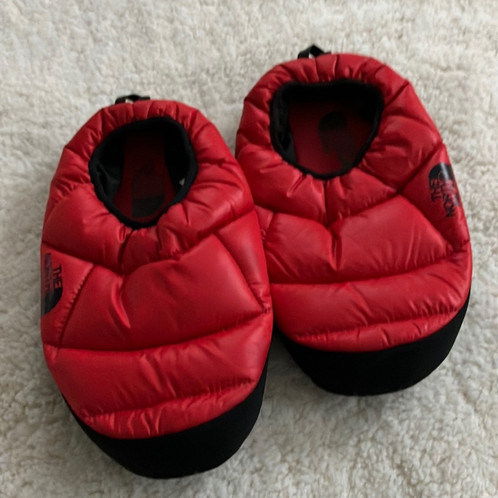 The North Face Nuptse down slippers, mens medium/ women’s large, red!